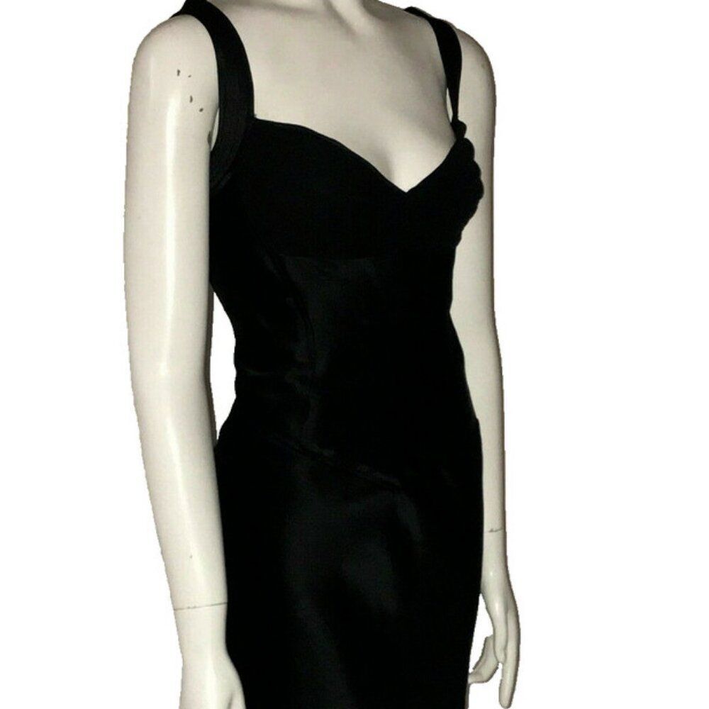 Jones New York Corset style Satin and Silk Black Dress LBD 14